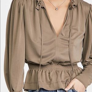 Nwt Rebecca Taylor Slit Neck Cottagecore Blouse L